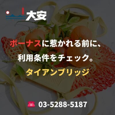 ボーナスに惹かれる前に、利用条件をチェック。｜タイアンブリッジ