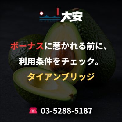 ボーナスに惹かれる前に、利用条件をチェック。｜タイアンブリッジ